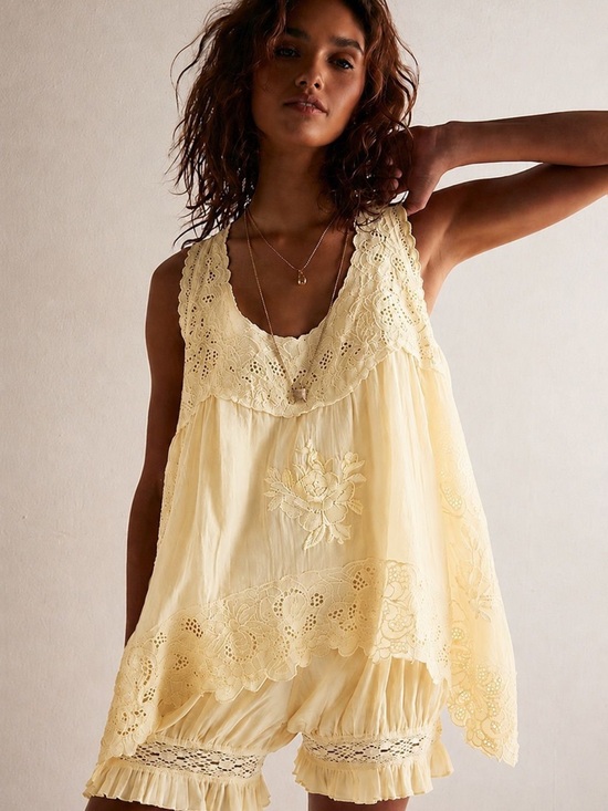 Free People Pants - Free People Eye Catcher Romper Butter Yellow - Sold out color